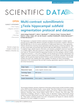 Multi-Contrast Submillimetric 3Tesla Hippocampal Subfield Segmentation