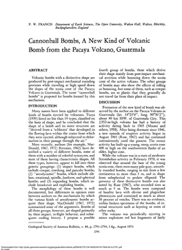 Cannonball Bombs, a New Kind of Volcanic Bomb from the Pacaya Volcano, Guatemala