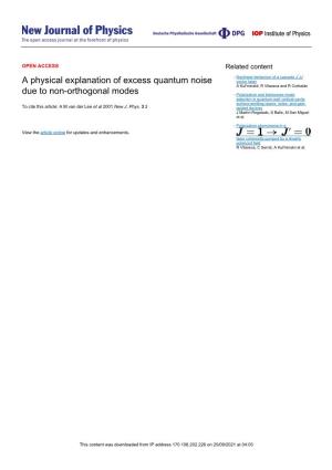 A Physical Explanation of Excess Quantum Noise Due to Non-Orthogonal Modes