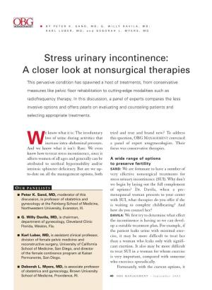 Stress Urinary Incontinence: a Closer Look at Nonsurgical Therapies