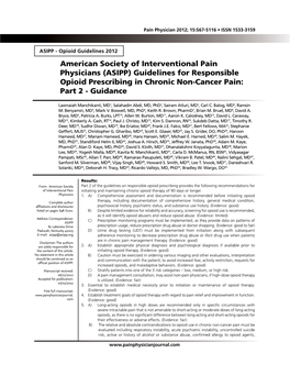 Guidelines for Responsible Opioid Prescribing in Chronic Non-Cancer Pain: Part 2 - Guidance