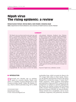 Nipah Virus the Rising Epidemic: a Review