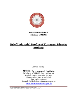 Industrial Profile- Kottayam District 2018-19