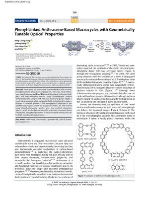 Phenyl-Linked Anthracene-Based Macrocycles with Geometrically Tunable Optical Properties