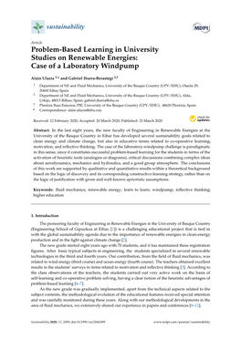 Problem-Based Learning in University Studies on Renewable Energies: Case of a Laboratory Windpump