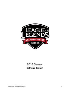 2018 Season Official Rules Exhibit A