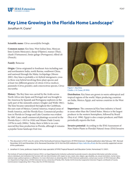 Key Lime Growing in the Florida Home Landscape1 Jonathan H