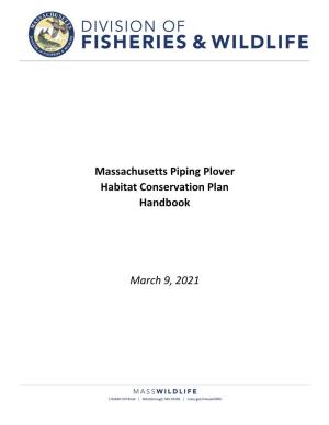 Massachusetts Piping Plover Habitat Conservation Plan Handbook