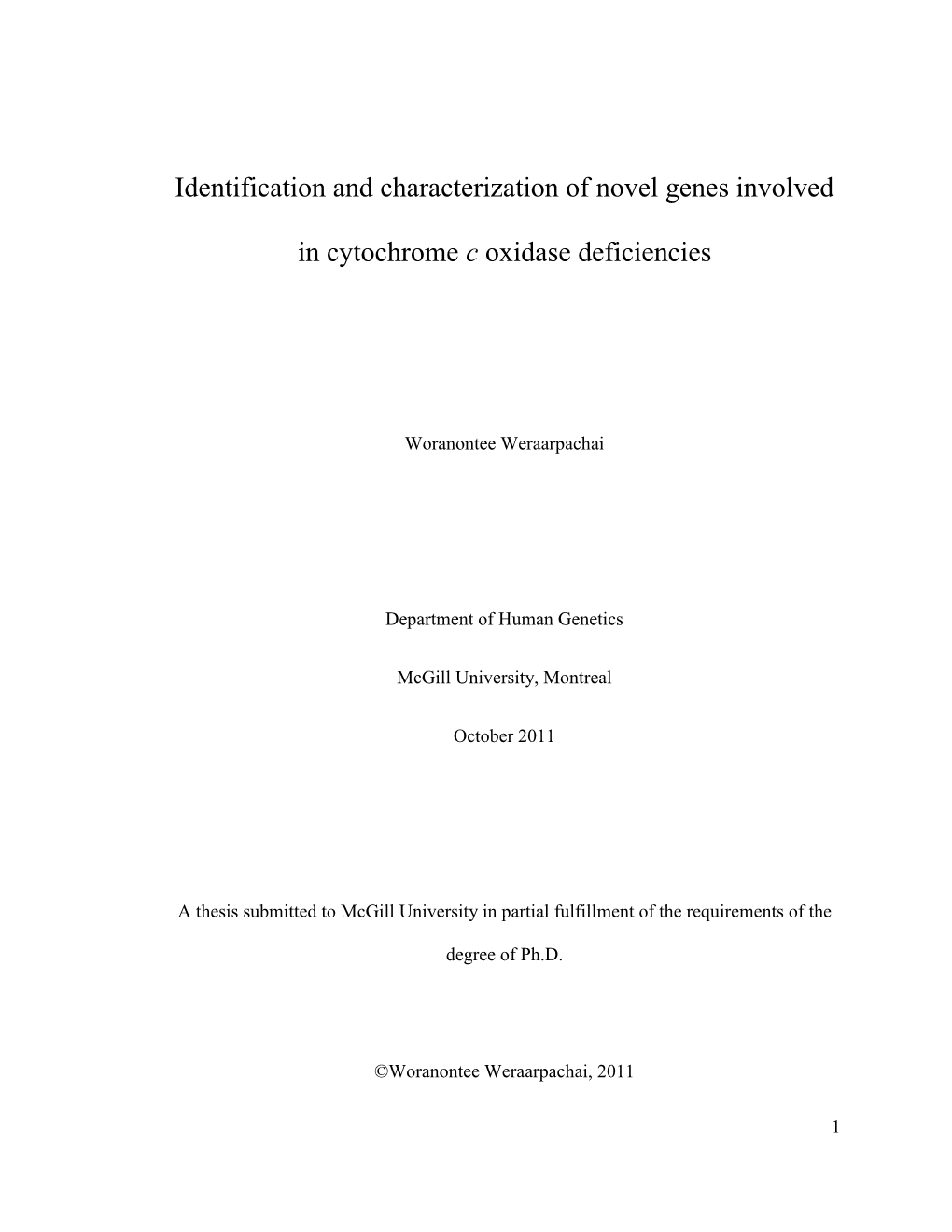 Identification and Characterization of Novel Genes Involved in Cytochrome