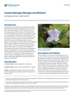 Lemon Bacopa: Bacopa Caroliniana1 Lyn Gettys and Carl J