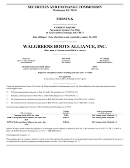 WALGREENS BOOTS ALLIANCE, INC. (Exact Name of Registrant As Specified in Its Charter)