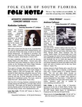 Folk Notes [November 2002]