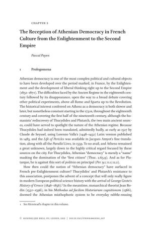 The Reception of Athenian Democracy in French Culture from the Enlightenment to the Second Empire