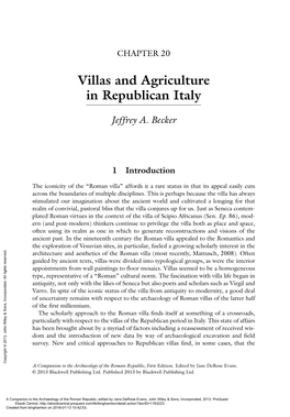 Villas and Agriculture in Republican Italy