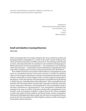 Small and Subaltern Cosmopolitanisms.”Mediations 32.1 (Fall 2018) 115-122