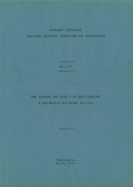 Ari1, 1933 NATIONAL ADVISORY COMMITTEE for AERONAUTICS