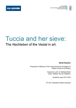 Tuccia and Her Sieve: the Nachleben of the Vestal in Art