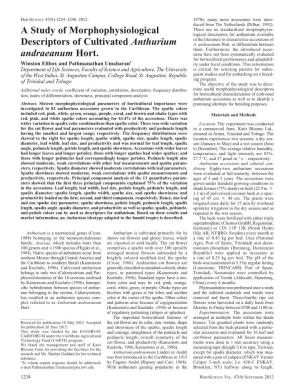 A Study of Morphophysiological Descriptors of Cultivated Anthurium