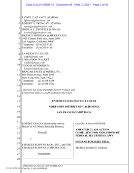 Robert Crago, Et Al. V. the Charles Schwab Corporation, Et Al. 16-CV