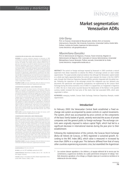 Segmentation De Marchés: Adrs Vénézuéliens