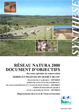 Réseau Natura 2000 Document D'objectifs