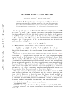 The Cone and Cylinder Algebra