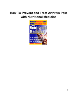 How to Prevent and Treat Arthritis Pain with Nutritional Medicine