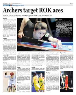 Archers Target ROK Aces ROWERS, CYCLISTS and FIELD HOCKEY SQUADS LOOK to RECAPTURE GLORY
