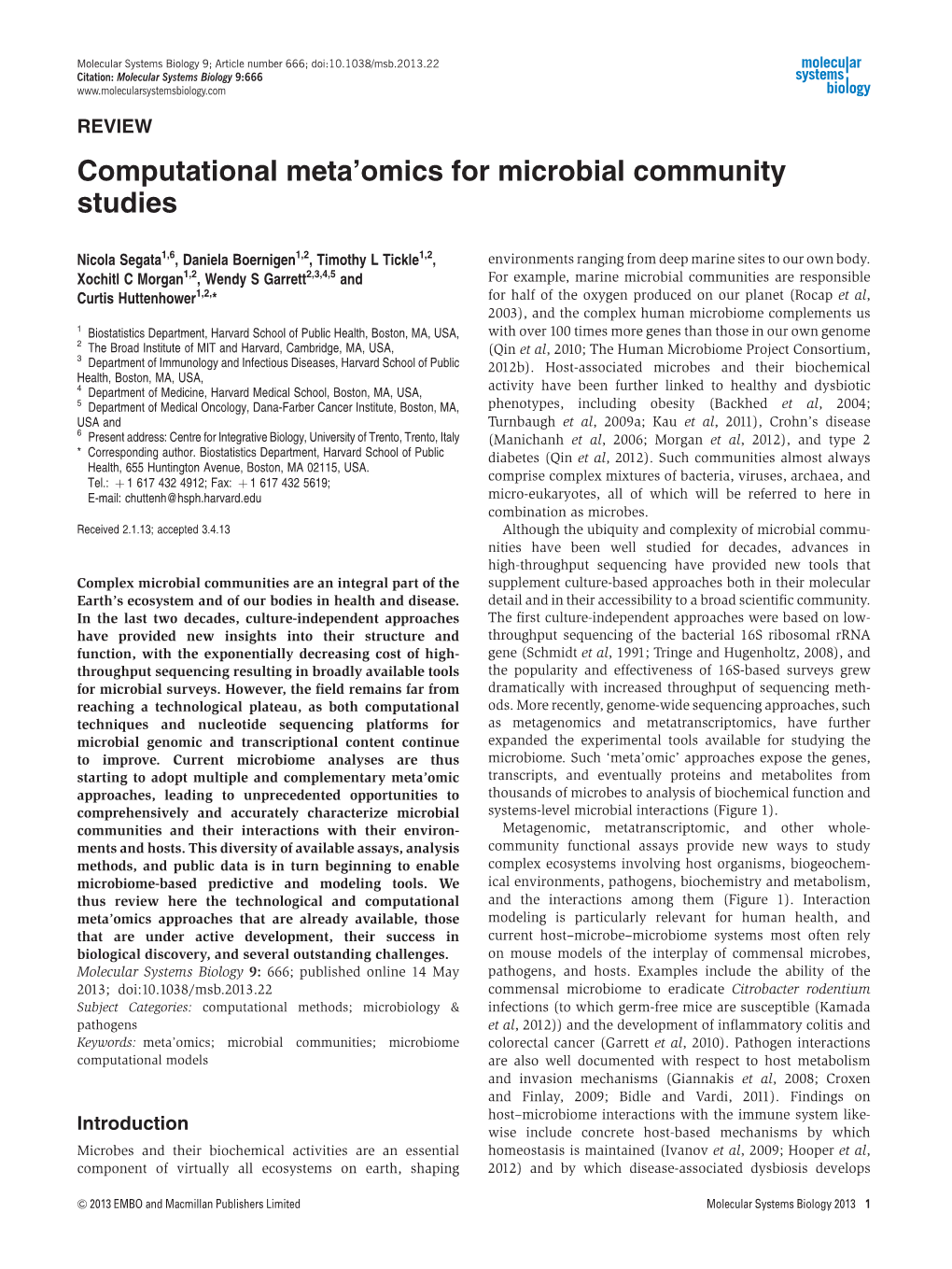 Computational Meta'omics for Microbial Community Studies