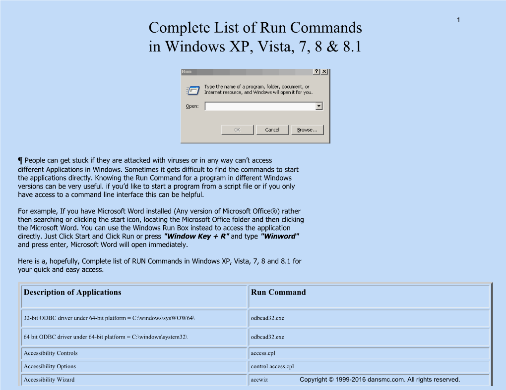 Dan's Motorcycle Windows Commands