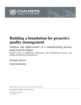 Building a Foundation for Proactive Quality Management