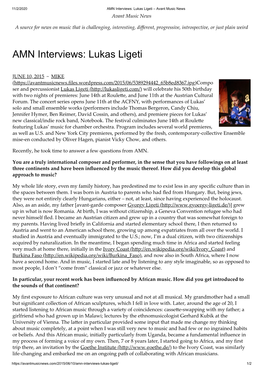 AMN Interviews: Lukas Ligeti – Avant Music News Avant Music News