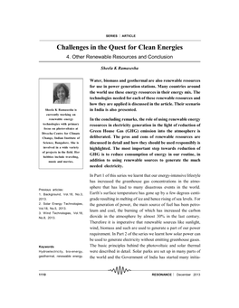 Challenges in the Quest for Clean Energies 4