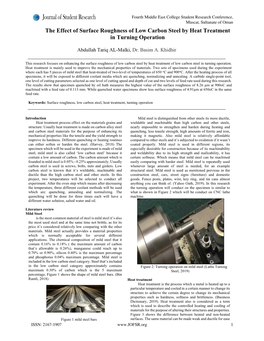 The Effect of Surface Roughness of Low Carbon Steel by Heat Treatment in Turning Operation