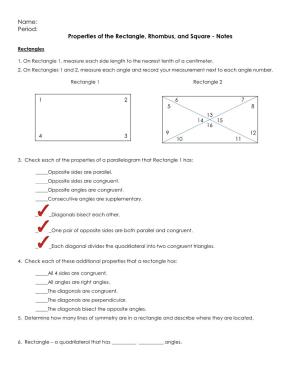 Period: Properties of the Rectangle, Rhombus, and Square - Notes