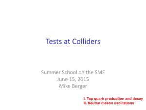 Tests at Colliders Supersymmetry and Lorentz Violation