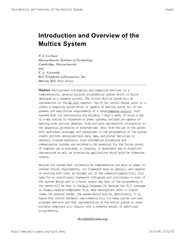 Introduction and Overview of the Multics System Page1