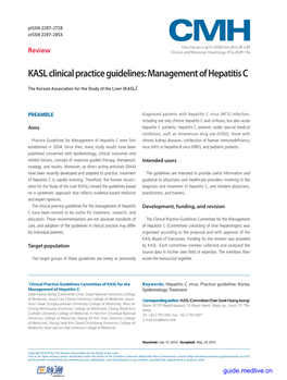 KASL Clinical Practice Guidelines: Management of Hepatitis C