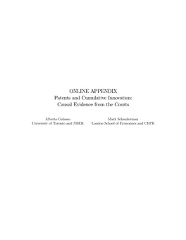ONLINE APPENDIX Patents and Cumulative Innovation: Causal Evidence from the Courts