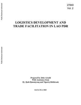 Logistics Development and Trade Facilitation in Lao Pdr