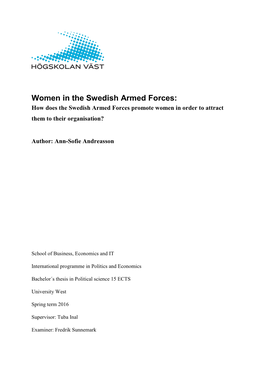 Women in the Swedish Armed Forces: How Does the Swedish Armed Forces Promote Women in Order to Attract Them to Their Organisation?