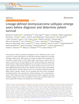 Lineage-Defined Leiomyosarcoma Subtypes Emerge Years Before Diagnosis and Determine Patient Survival