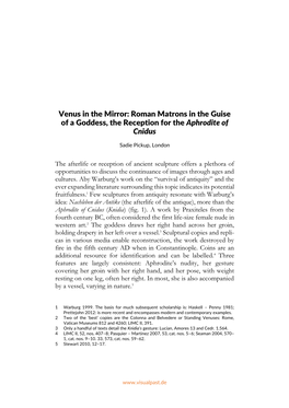 Venus in the Mirror: Roman Matrons in the Guise of a Goddess, the Reception for the Aphrodite of Cnidus