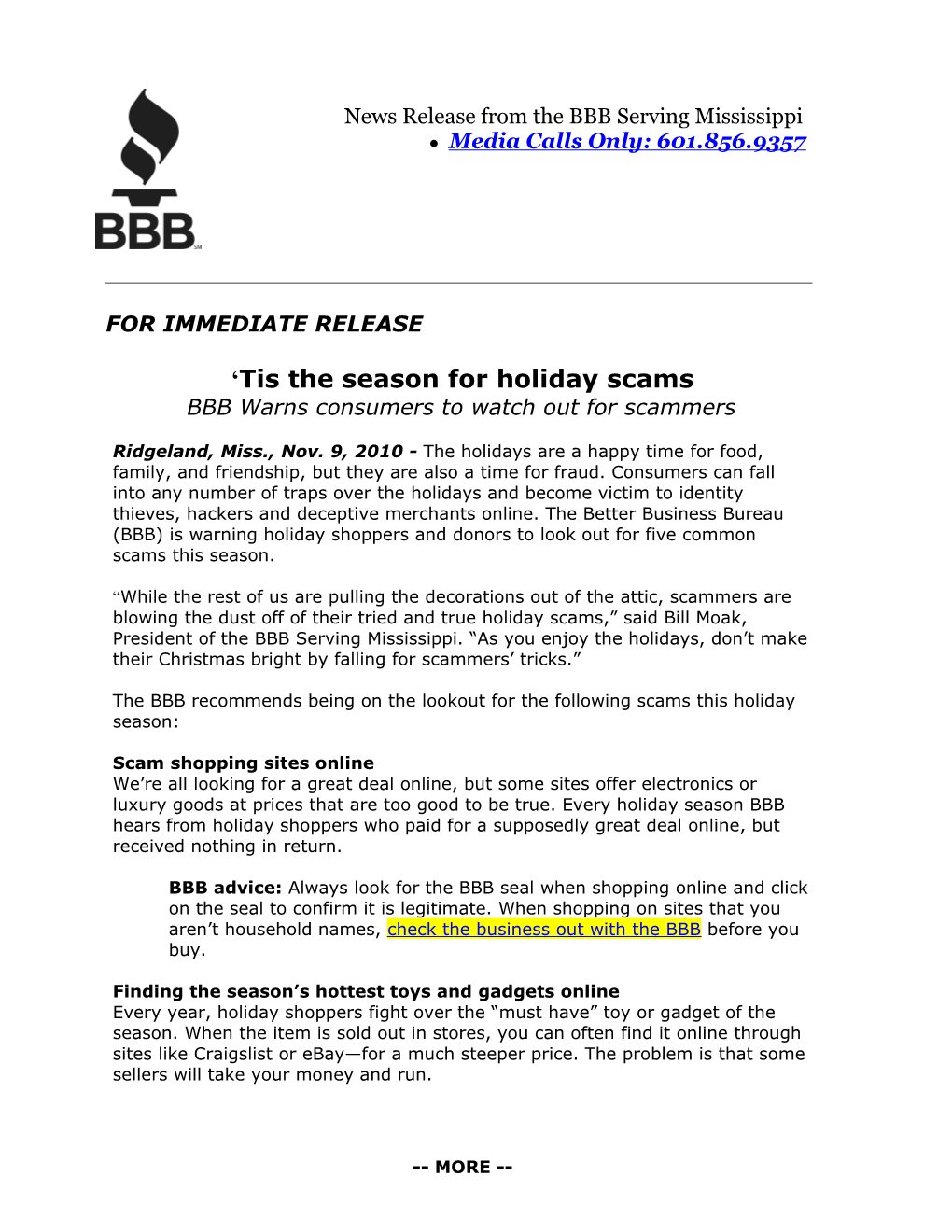 For Immediate Release s89