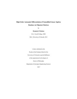 High-Order Automatic Differentiation of Unmodified Linear Algebra