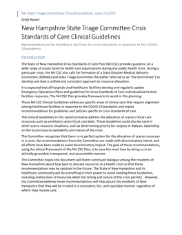 NH State Triage Committee Clinical Guidelines, June 23 2020