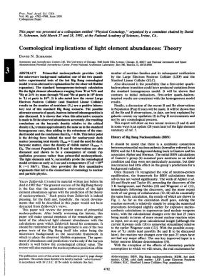Cosmological Implications of Light Element Abundances: Theory DAVID N