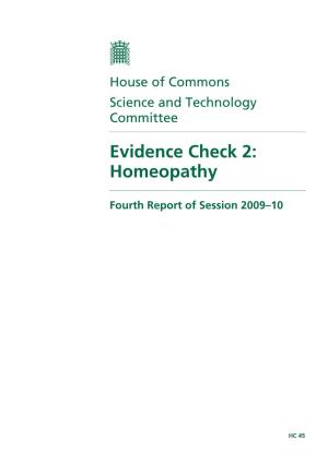 Evidence Check 2: Homeopathy