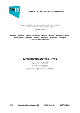 Meerjarenplan 2020 – 2025