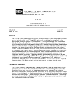 NEW YORK AIR BRAKE CORPORATION a KNORR BRAKE COMPANY 748 Starbuck Avenue, Watertown, New York 13601